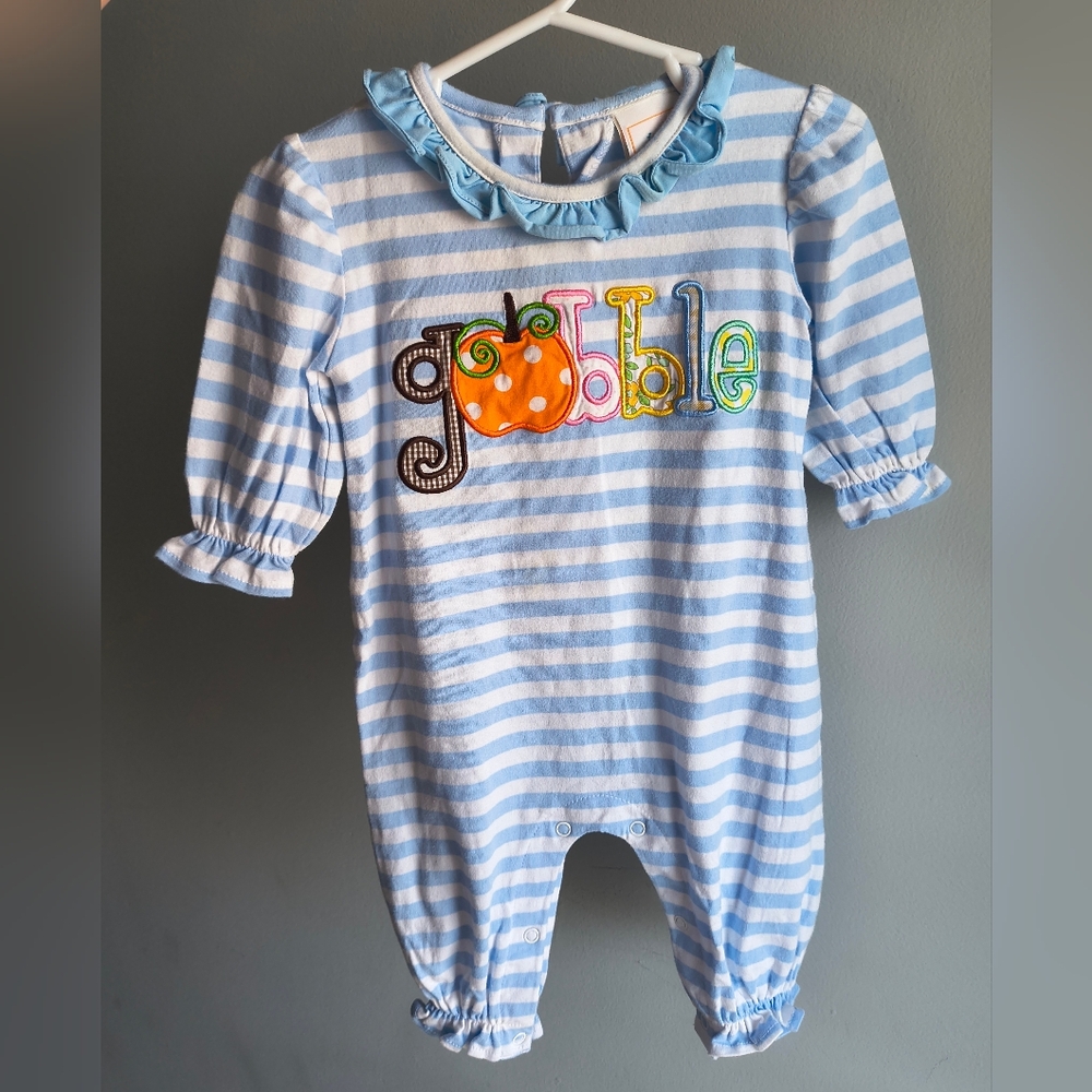Vintage Style Blue Striped Kids One Piece 3m